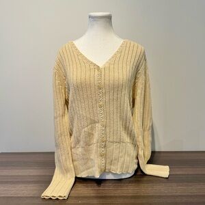 Jessica Sports | women's medium butter yellow Button-Up vintage Cardigan